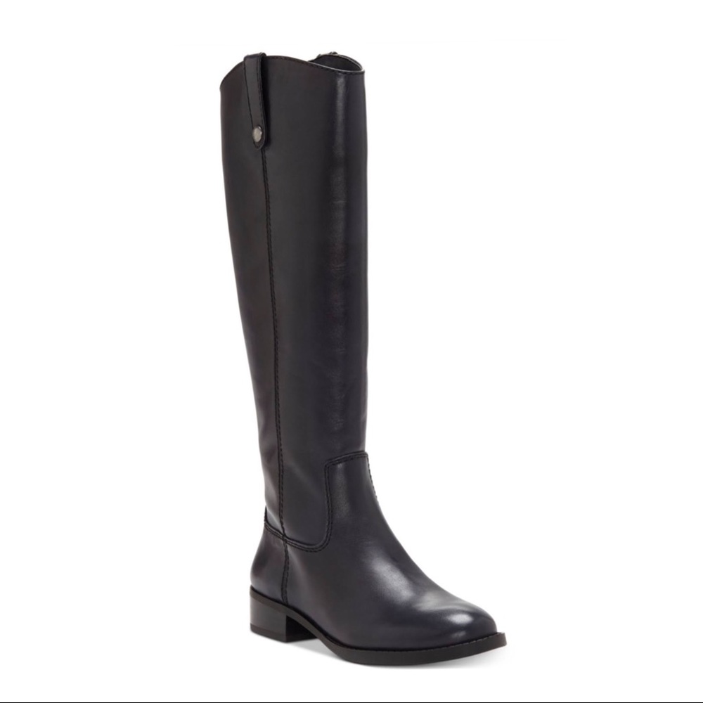 INC Womens Fawne Black Leather Tall Riding Boots 6 M